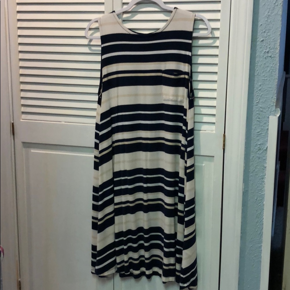 Blue & Cream Striped Dress 👗